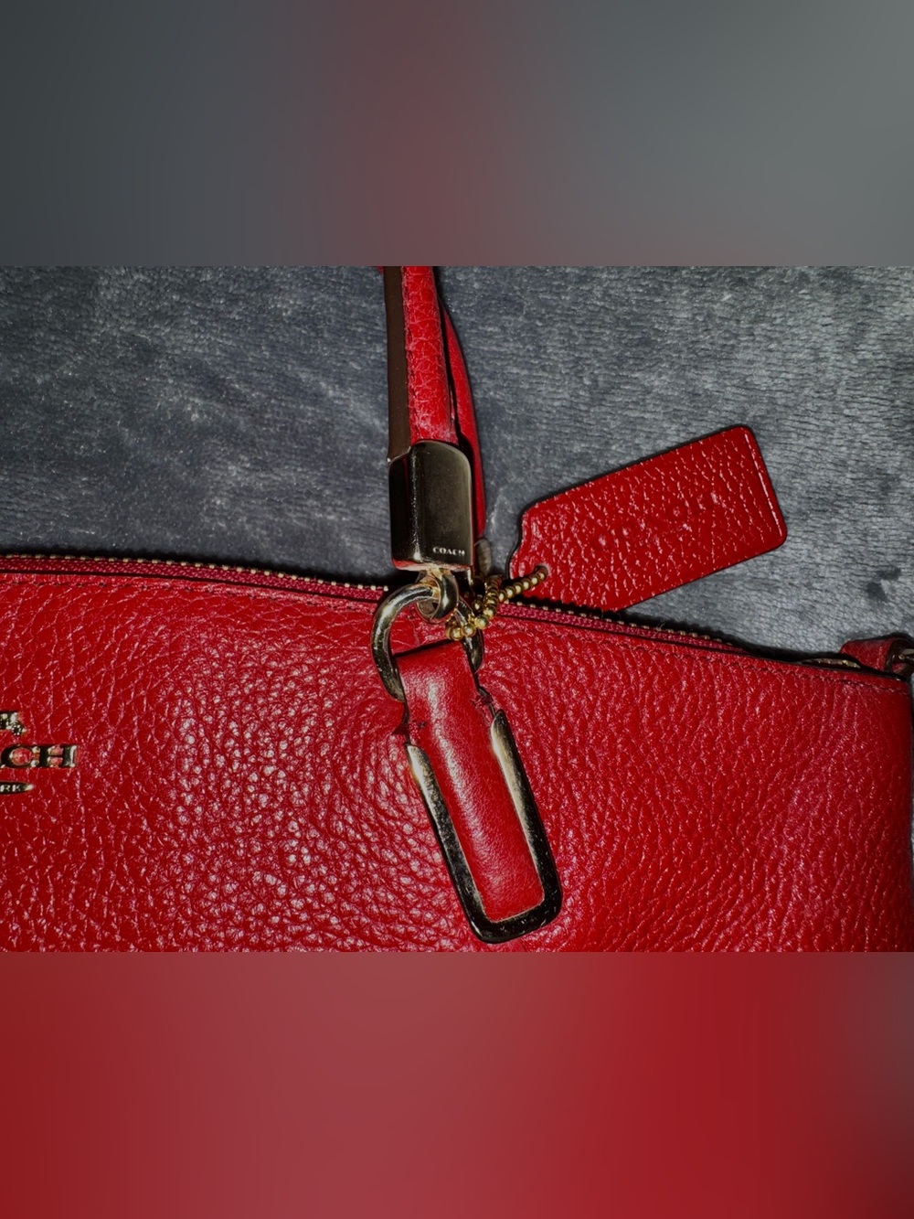 Coach Small Kelsey Satchel Red Pebble Leather Crossbody Bag - Picture 7 of 10